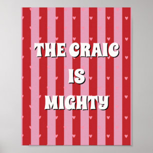 Affiche rouge et rose irlandais Le craic est puiss