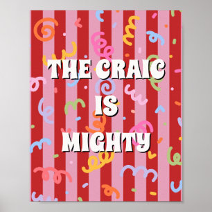 Affiche rouge et rose irlandais Le craic est puiss