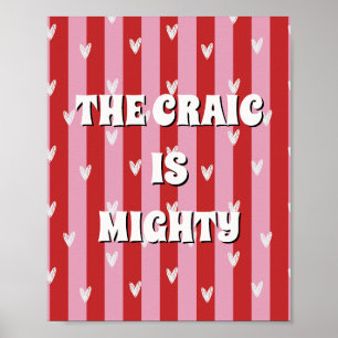 Affiche rouge et rose irlandais Le craic est puiss