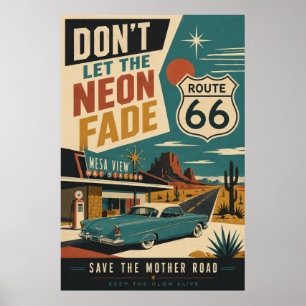 Affiche Route 66 Motel Vintage Art de voiture clas