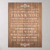 Affiche rustique chic - merci signe mariage