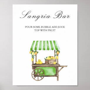 Affiche sangria bar - citron d'agrumes à l'aquarel