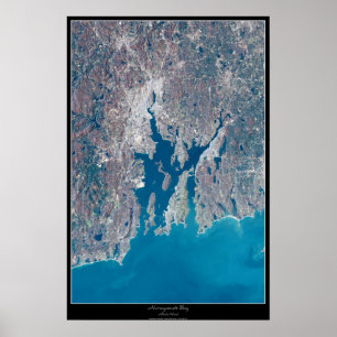 Affiche satellite de la baie Narragansett Rhode Is
