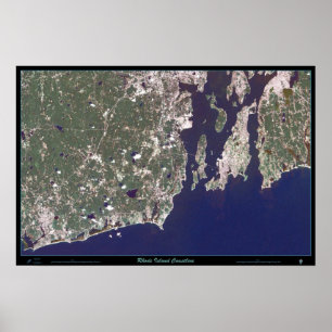 Affiche satellite de Rhode Island Coastline