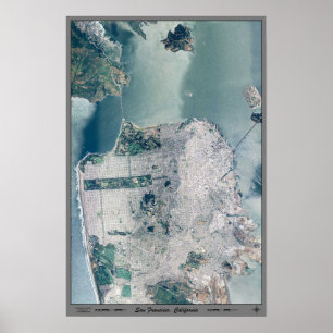 Affiche satellite de San Francisco, Californie
