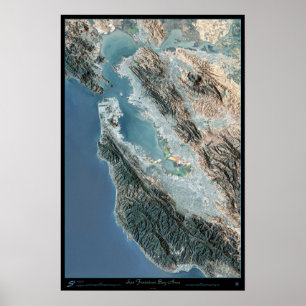 Affiche satellite de San Francisco, Californie