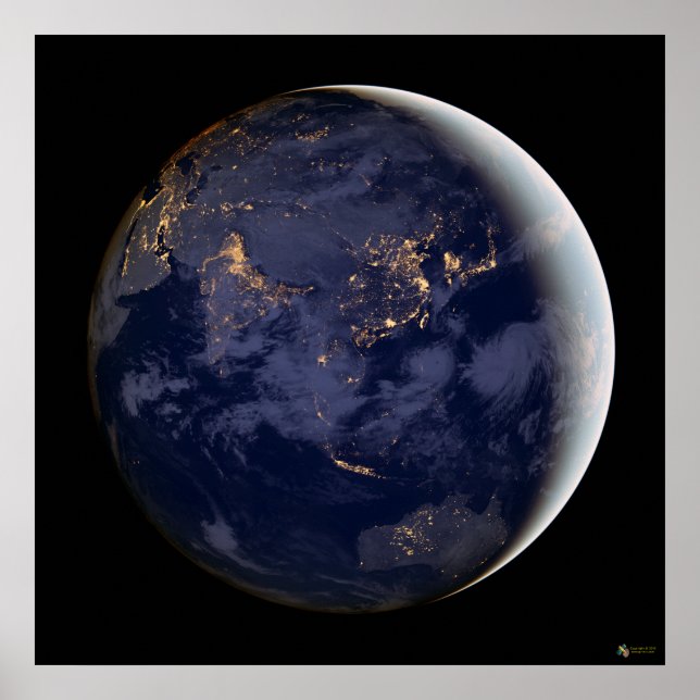 Affiche Satellite Des Villes D'Asie Et D'Australie (Devant)