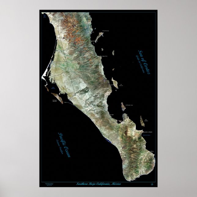 Affiche satellite du sud de la Basse Californie, M (Devant)