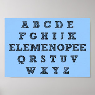 Affiche Signe Drôle de l'Alphabet Elemenopee