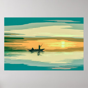 Affiche simple de l'illustration   de pêche de