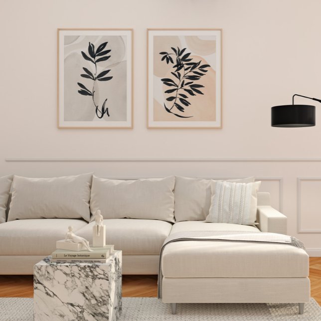Affiche simple scandinave à branche noire (Scandinavian simple black branch set
)
