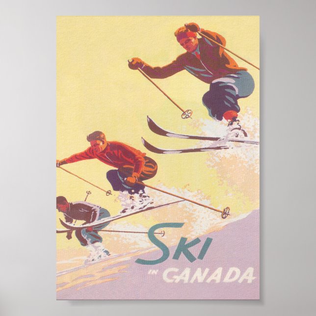 Affiche Ski au Canada Retro Vintage (Devant)