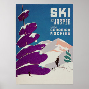 Affiche Ski-Jasper Canada Retro Vintage