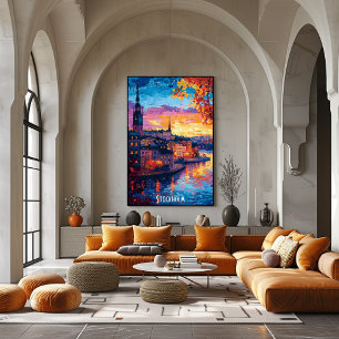 Affiche Skyline de Stockholm City - Art urbain sué