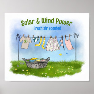 Affiche solaire et éolienne Promouvoir l'économie