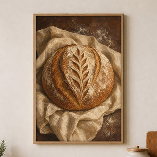 Affiche Sourdough Sunday aquarelle Cottagecore