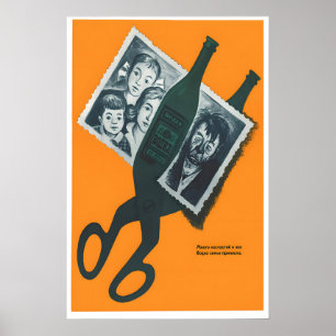 Affiche soviétique anti-alcool – Vintage russe
