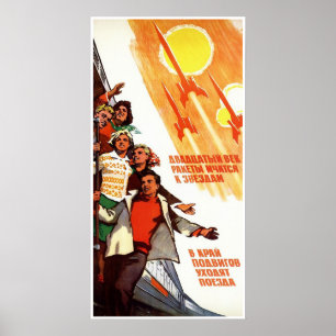Affiche soviétique de propagande de l'espace