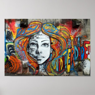 Affiche - Street Art Visage Fille
