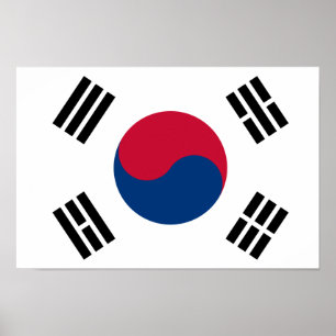Affiche sud-coréenne de drapeau - 16,50" x 11"