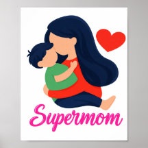 Affiche Supermaman Mère et Enfant Impression