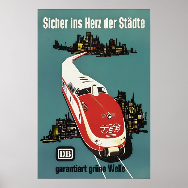 Affiche TEE des Chemins de Fer Allemands Train à G (Devant)