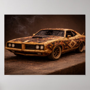 Affiche texturée Burnt Match Vintage Muscle Car