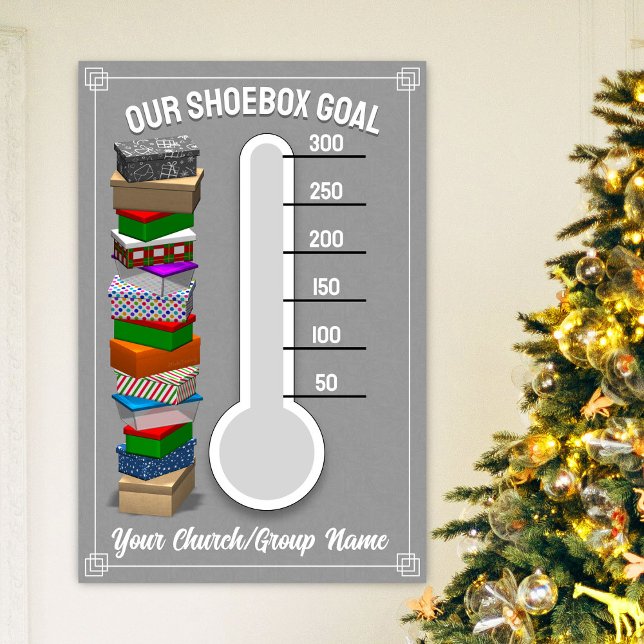Affiche Thermomètre Boîte à Chaussures - Gris (Personalize this poster to best fit your shoebox-collecting occasion!)