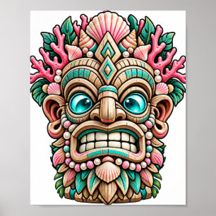 Affiche Tiki Corail Rose