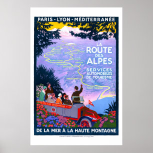 Affiche touristique de la Route des Alpes (années