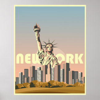 Affiche touristique de New York, design rétro, Sta