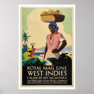 Affiche touristique des Antilles Vintages