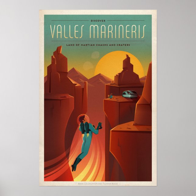 Affiche touristique Mars pour Valles Marineris (Devant)