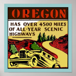 Affiche Travel Oregon Pittoresque Highways
