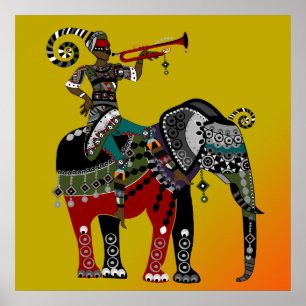 affiche tribale africaine d'éléphant d'équitati