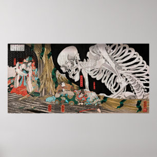 Affiche Ukiyo-e de Spectre de Squelette Vintage