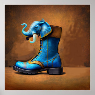 Affiche valeur mat Steampunk Elephant Boot