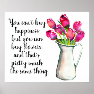 Affiche Vase de Tulipes Roses est Bonheur