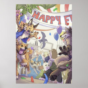 Affiche velue heureuse d'escroquerie