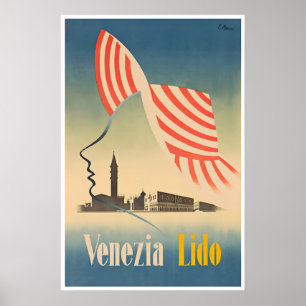Affiche Venise Italie Le Lido Voyage Art Italien