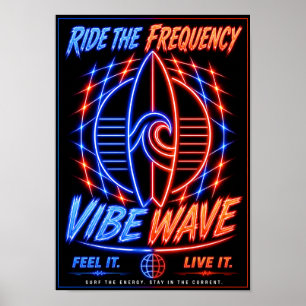 Affiche Vibe Wave Neon Surf – Rétro Aesthétique Sy