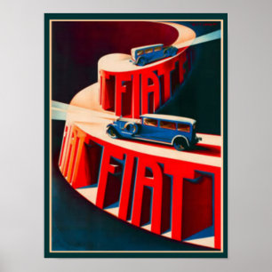 Affiche vintage 12 x16 de Deco Fiat