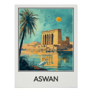 Affiche vintage Aswan, mystère du Nil