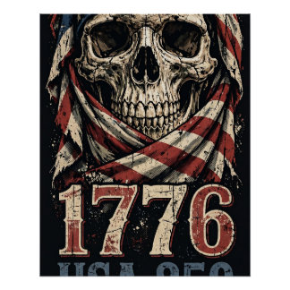 Affiche Vintage Crâne USA 250 1776