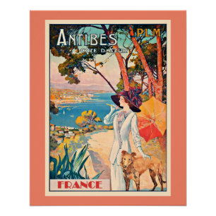 Affiche vintage d'Antibes France