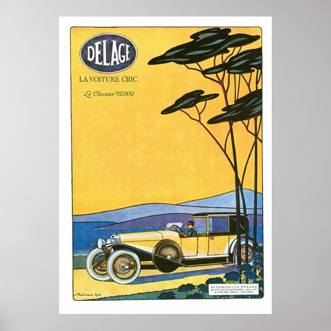 Affiche vintage d'art publicitaire de Delage - La  (Devant)