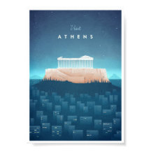 Affiche vintage d'Athènes