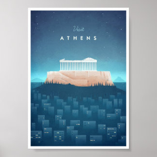 Affiche vintage d'Athènes
