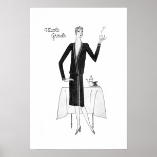 Affiche Vintage de 1920 avec café