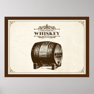 Affiche vintage de baril de whiskey